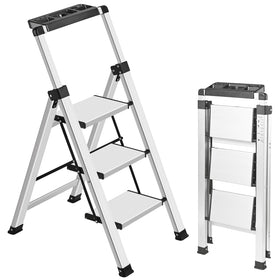 XinSunho 3-step ladder fully open with anti-slip pedals for safe high-reach tasks