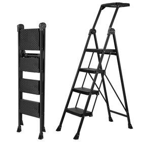 XinSunho 4-step ladder with foldable handrail for easy reach