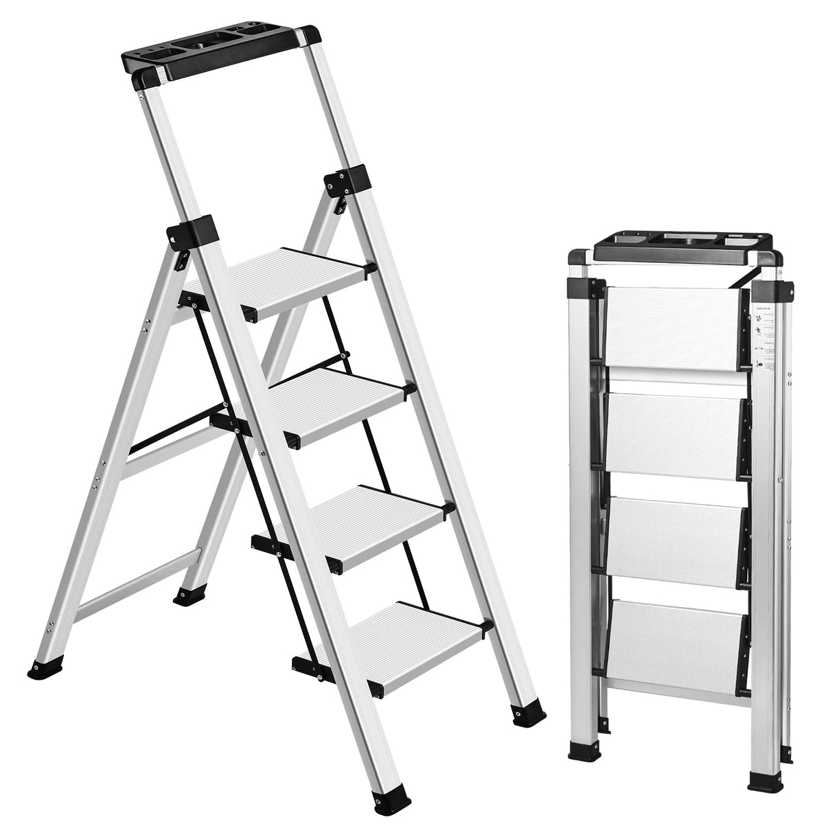 XinSunho 4 step ladder with retractable handrail for safer reach and support
