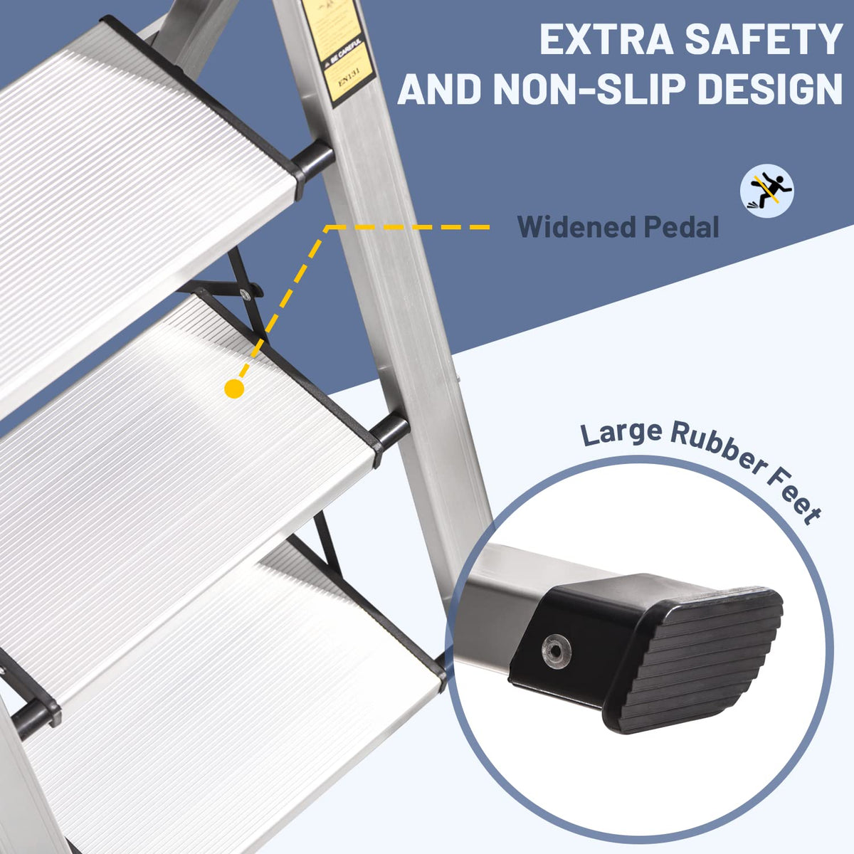 XinSunho aluminum 3-step ladder emphasizes strength and durability