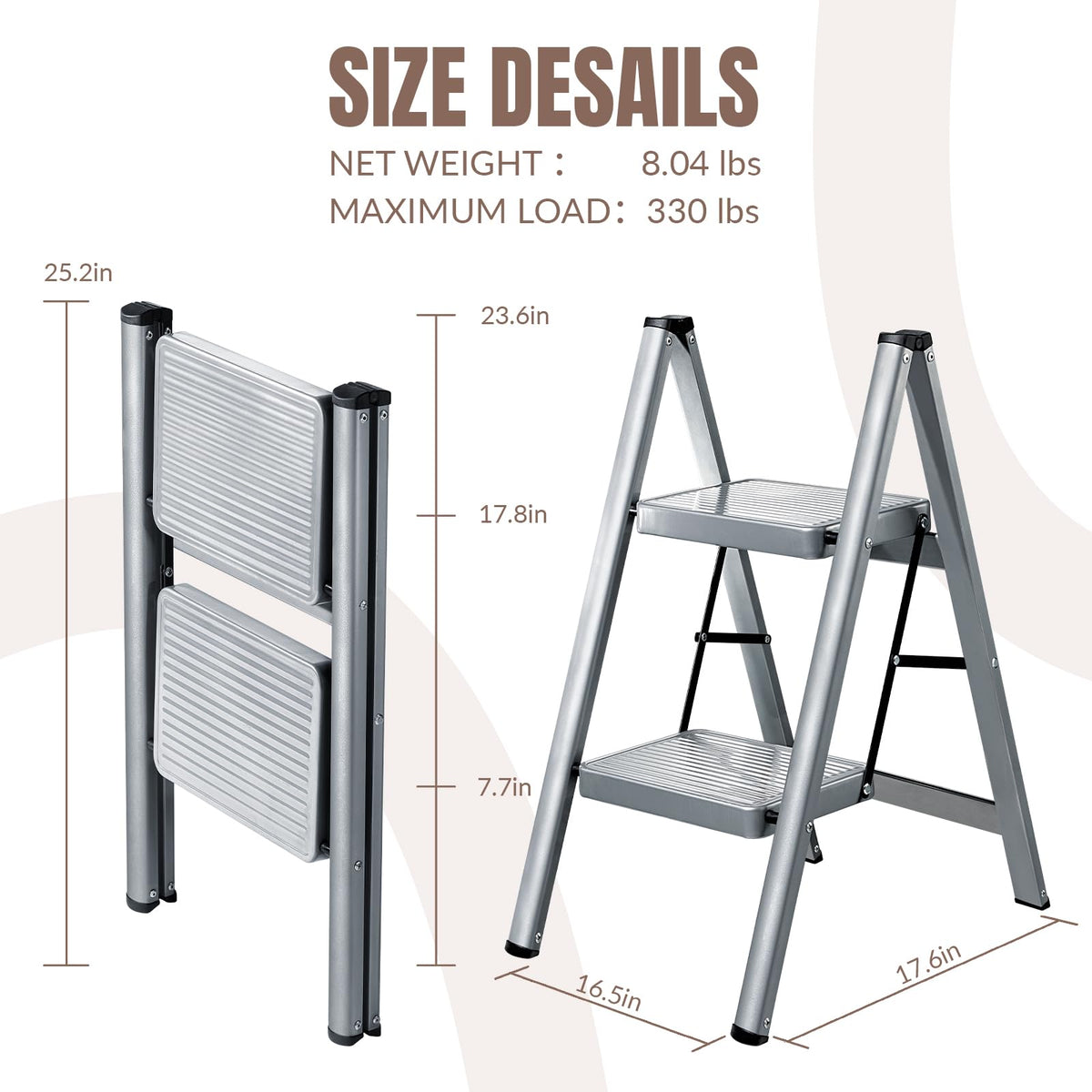 XinSunho folding steel ladder in use for versatile indoor tasks.