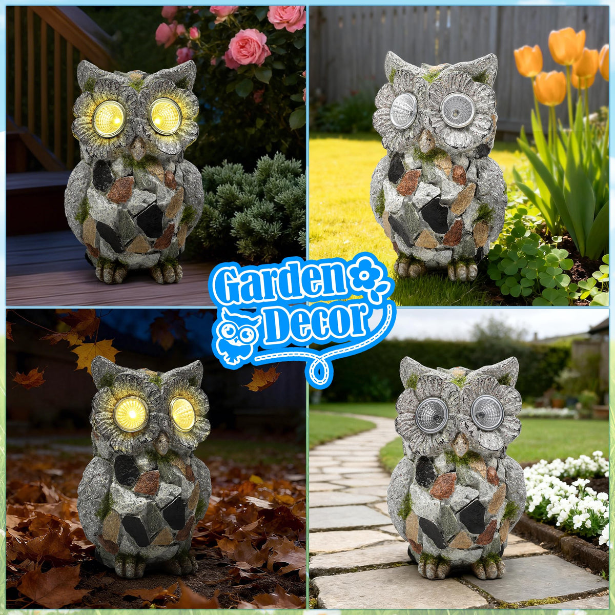 Xintim outdoor owl decor accenting yard, porch, and garden