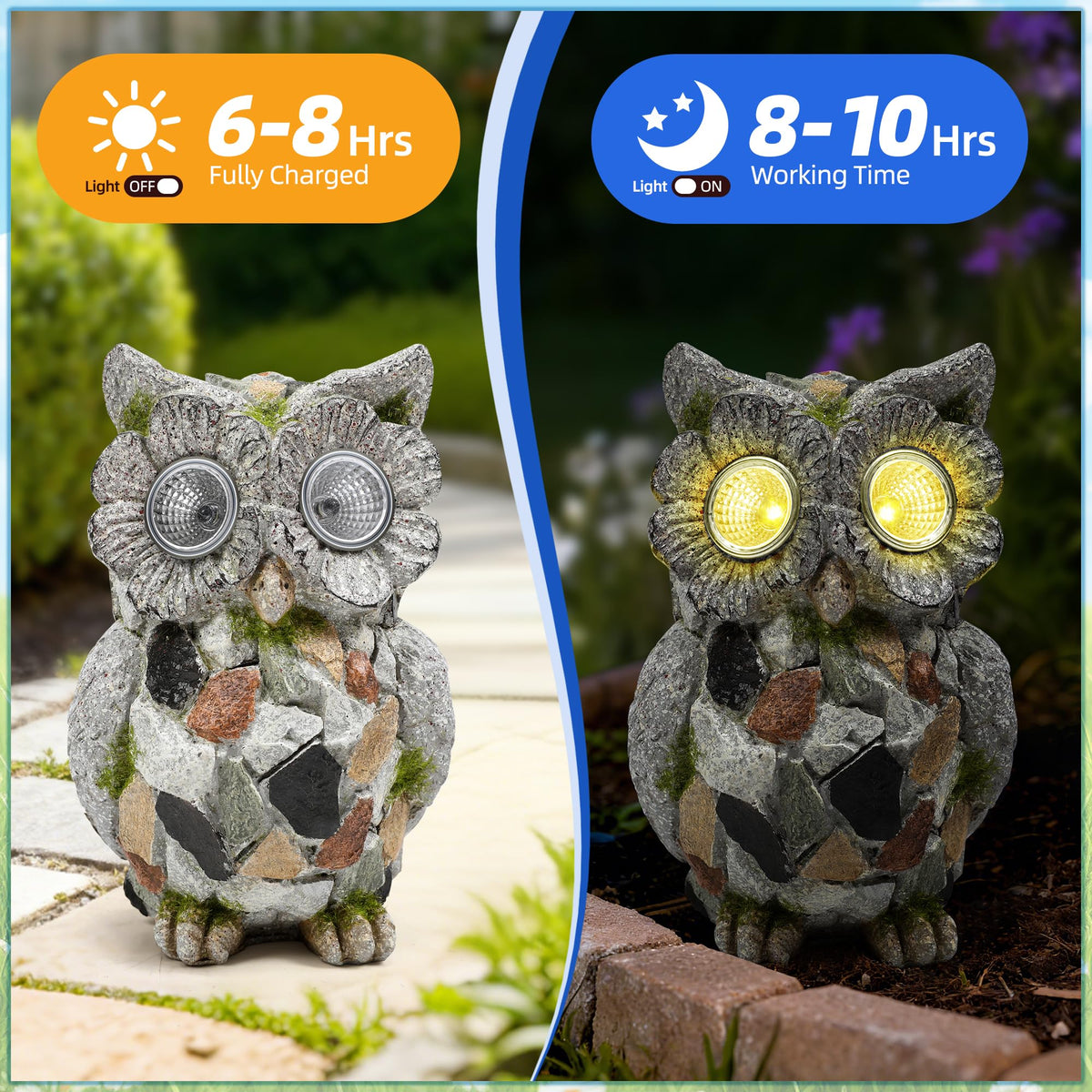 Xintim owl statue moss texture detail enhances outdoor decor