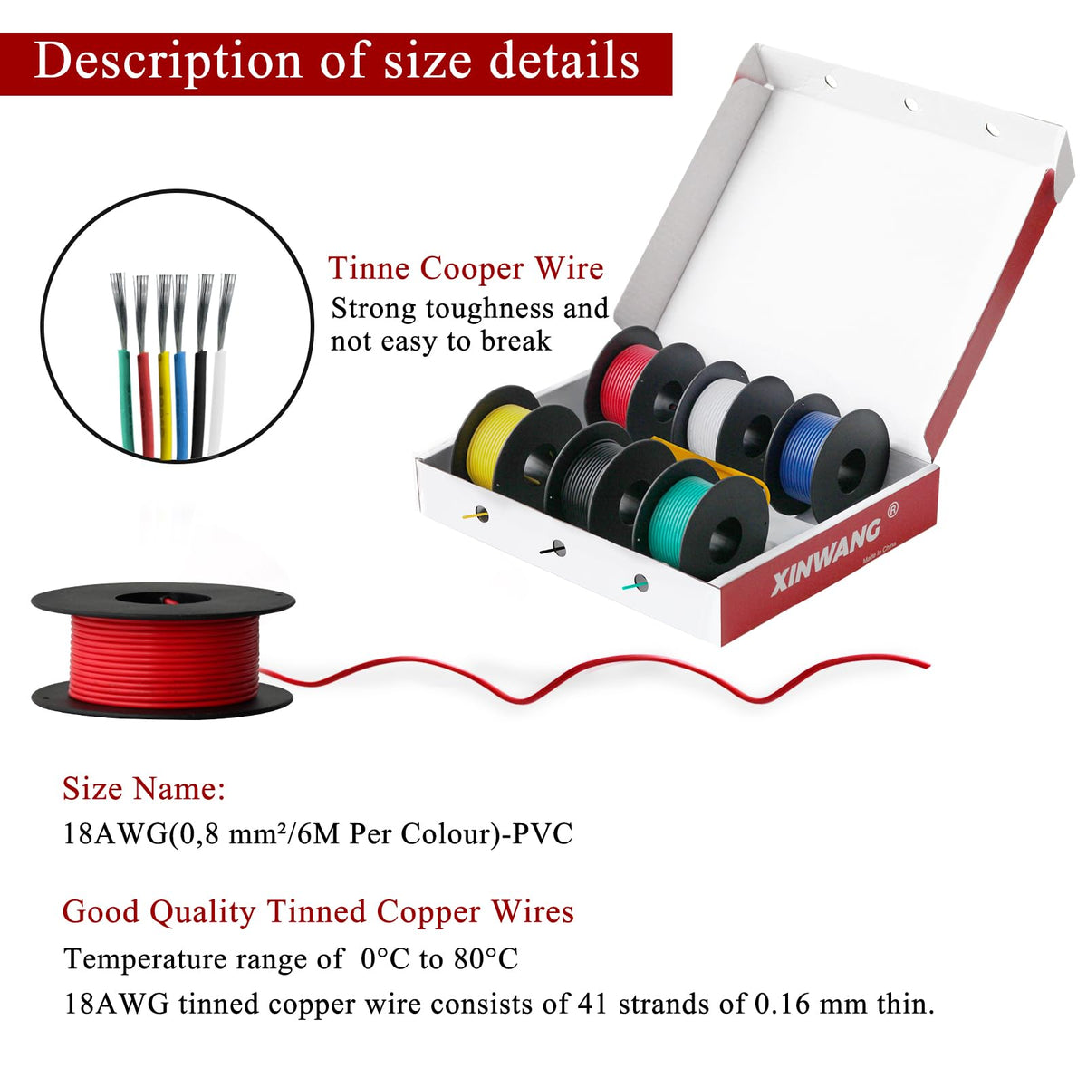 XINWANG six-color wire-spool set with shrink sleeves for quick customization