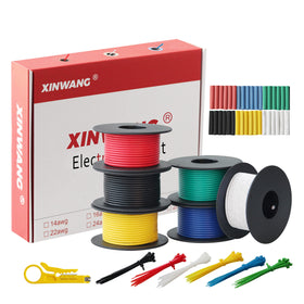 XINWANG 18AWG tin-plated copper wire spools in six colors for versatile electronics tasks