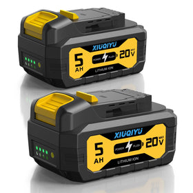 xiuqiyu 20V 5Ah battery front view demonstrates true capacity for longer cordless work.