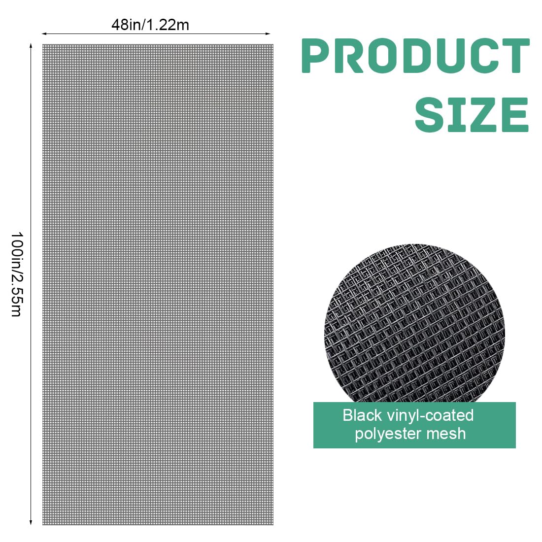 XIZAO charcoal fiberglass screen close-up shows tough, pet-resistant fibers.