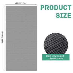 XIZAO charcoal fiberglass screen close-up shows tough, pet-resistant fibers.