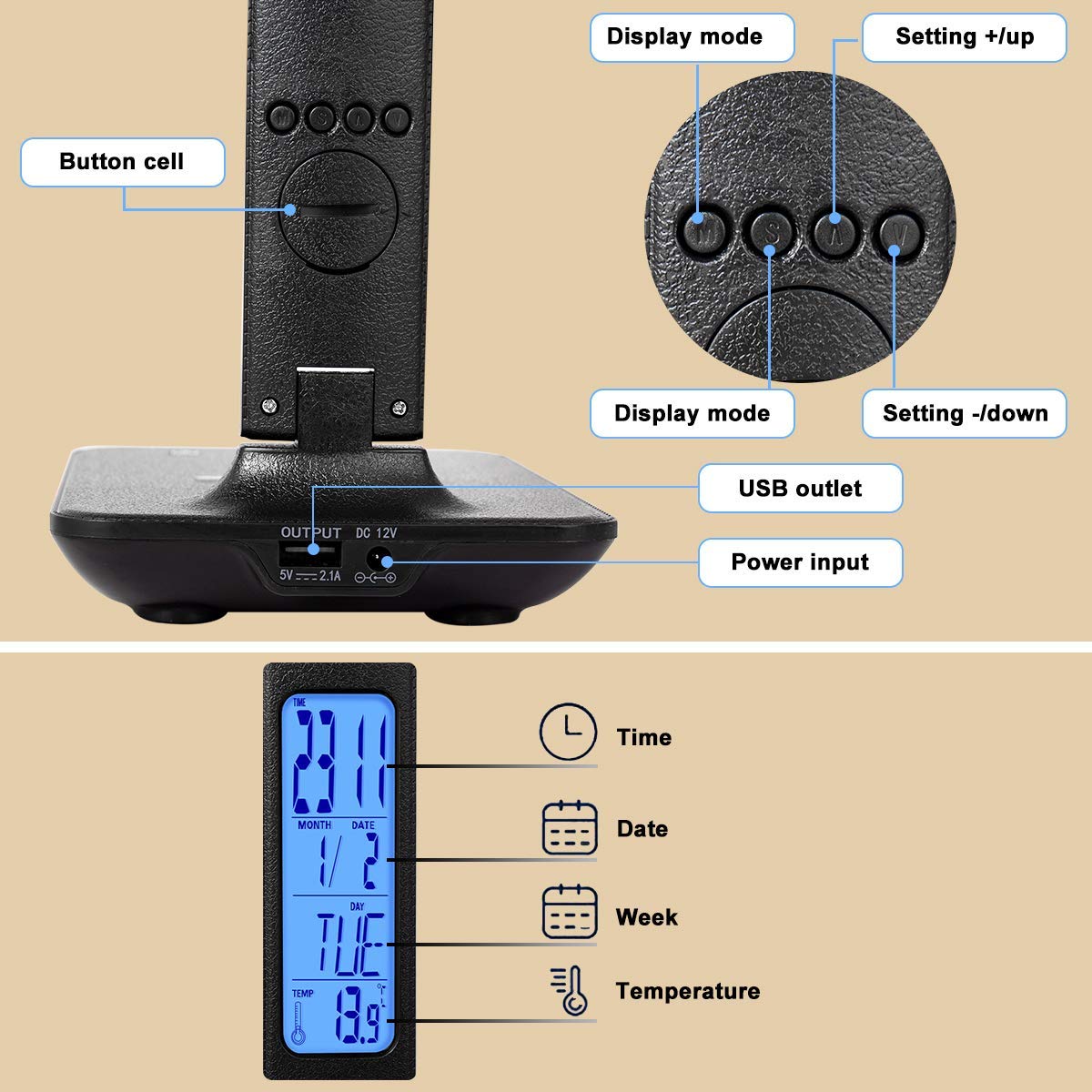 XIZDDL LED Desk Lamp offers three color temperatures to suit task or relaxation.