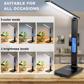 XIZDDL LED Desk Lamp shows temperature for a comfortable working environment.