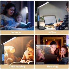 XIZDDL LED Desk Lamp includes a USB port and Qi charging for easy device power.