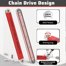 XKONE offset extension wrench with 1/2 square adapter boosts heavy-duty compatibility.