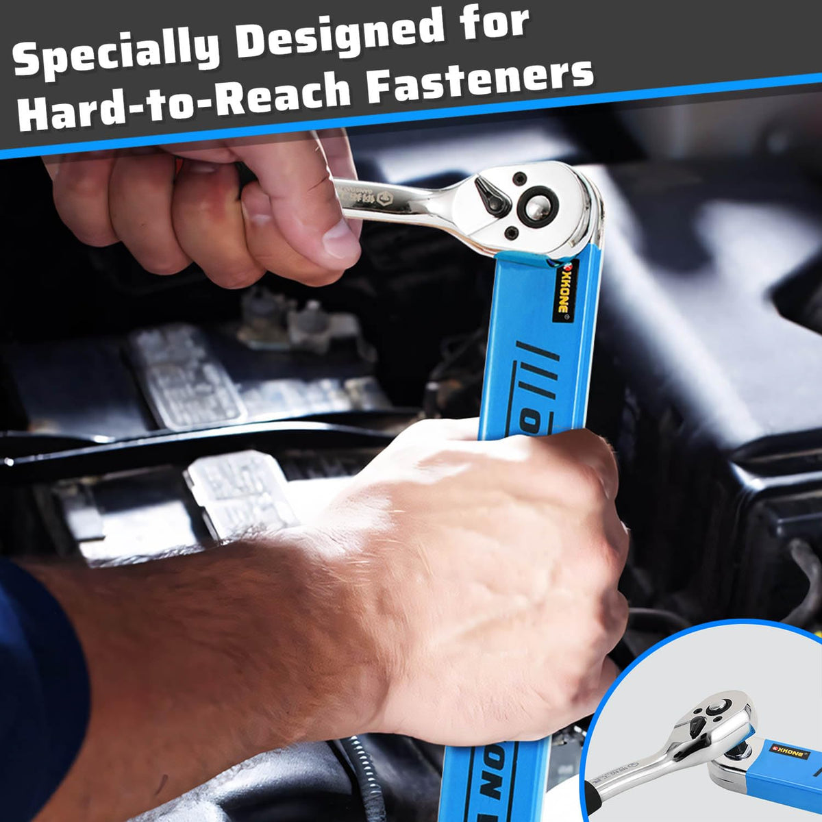 XKONE 1/4-inch socket included for immediate use with the wrench kit.