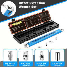 XKONE drive adapters set includes 1/4, 3/8, and 1/2 square drives for versatility.