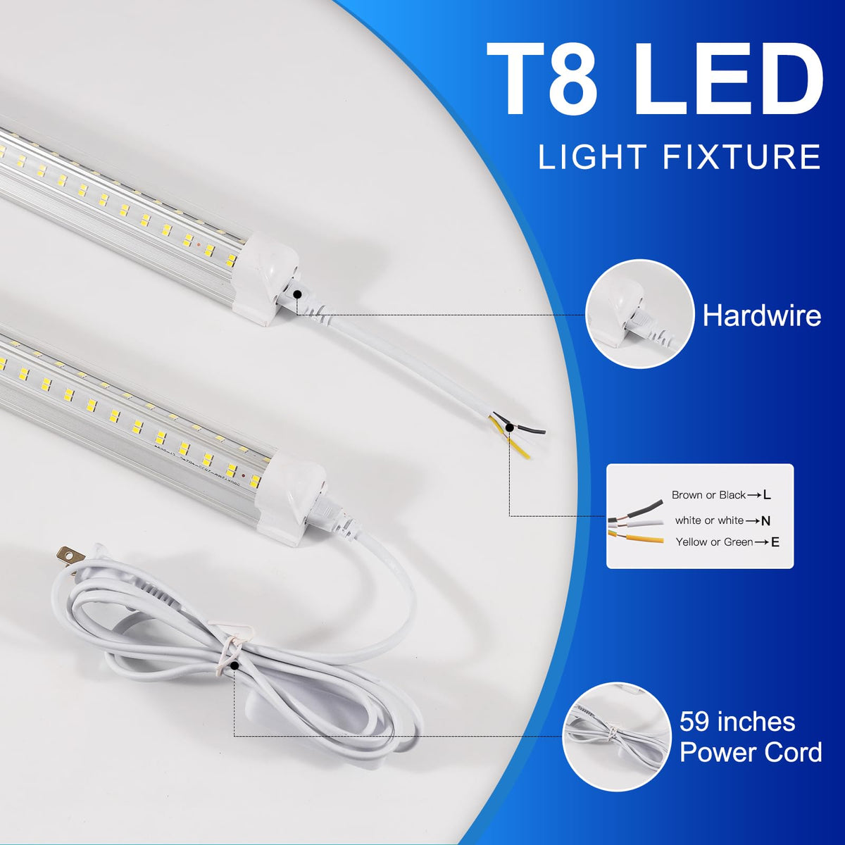 XLNYUUI LED shop light easy install with switch and extension cord.