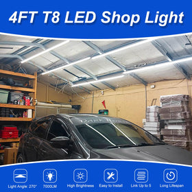 XLNYUUI LED shop light with V-shape design for even coverage across workbenches.