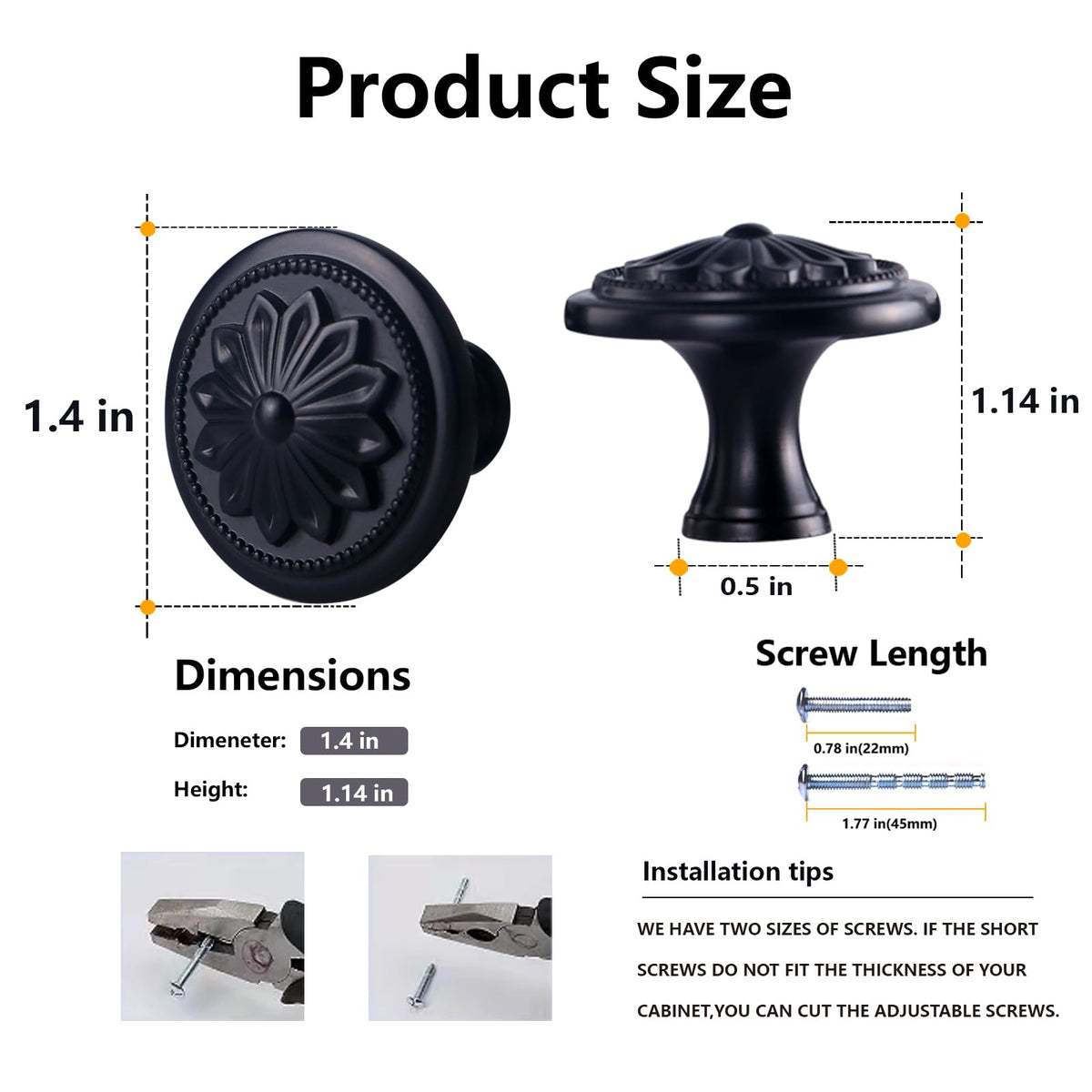 Xlroaafs matte black zinc alloy knob highlights furniture with durable coating.