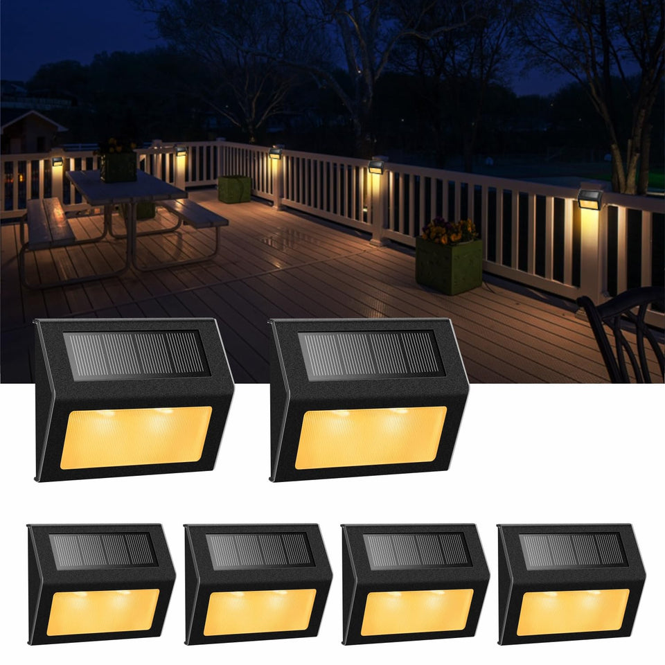 XLUX solar lights illuminate steps and decks with warm, subtle illumination