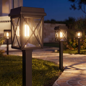 XMCOSY+ 12-pack solar pathway lights illuminate driveways with versatile color temperatures