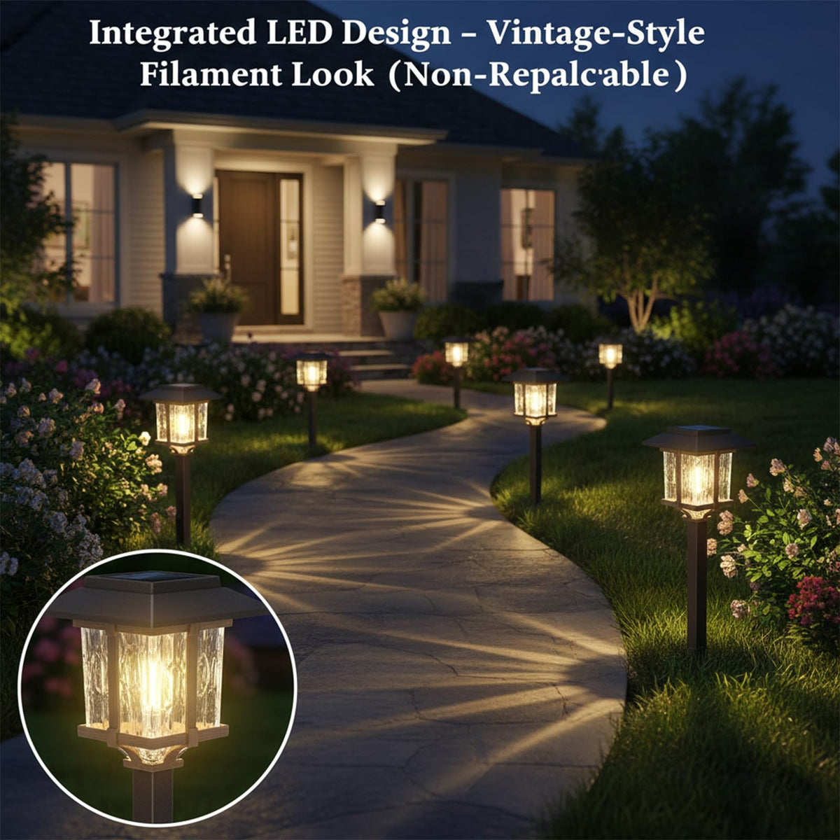 XMCOSY+ 270° illumination brightens borders and flower beds.