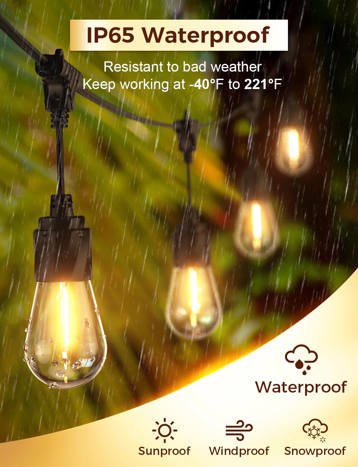 XMCOSY+ 32 shatterproof bulbs provide durable outdoor decor.