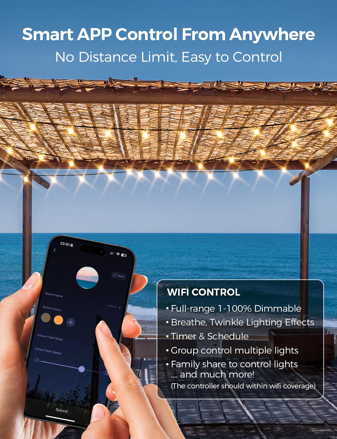 XMCOSY+ 34-dimmable LED bulbs provide adjustable brightness for gatherings.