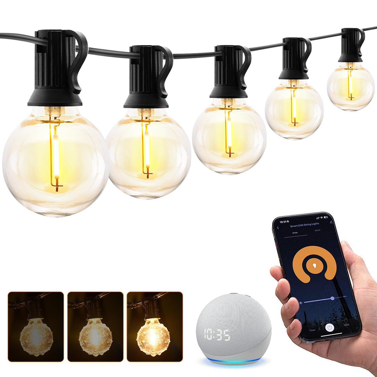 XMCOSY+ 75ft G40 globe outdoor lights brighten patios with a warm, inviting glow.