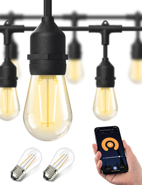 XMCOSY+ 98ft outdoor string lights illuminate patios with warm, inviting glow