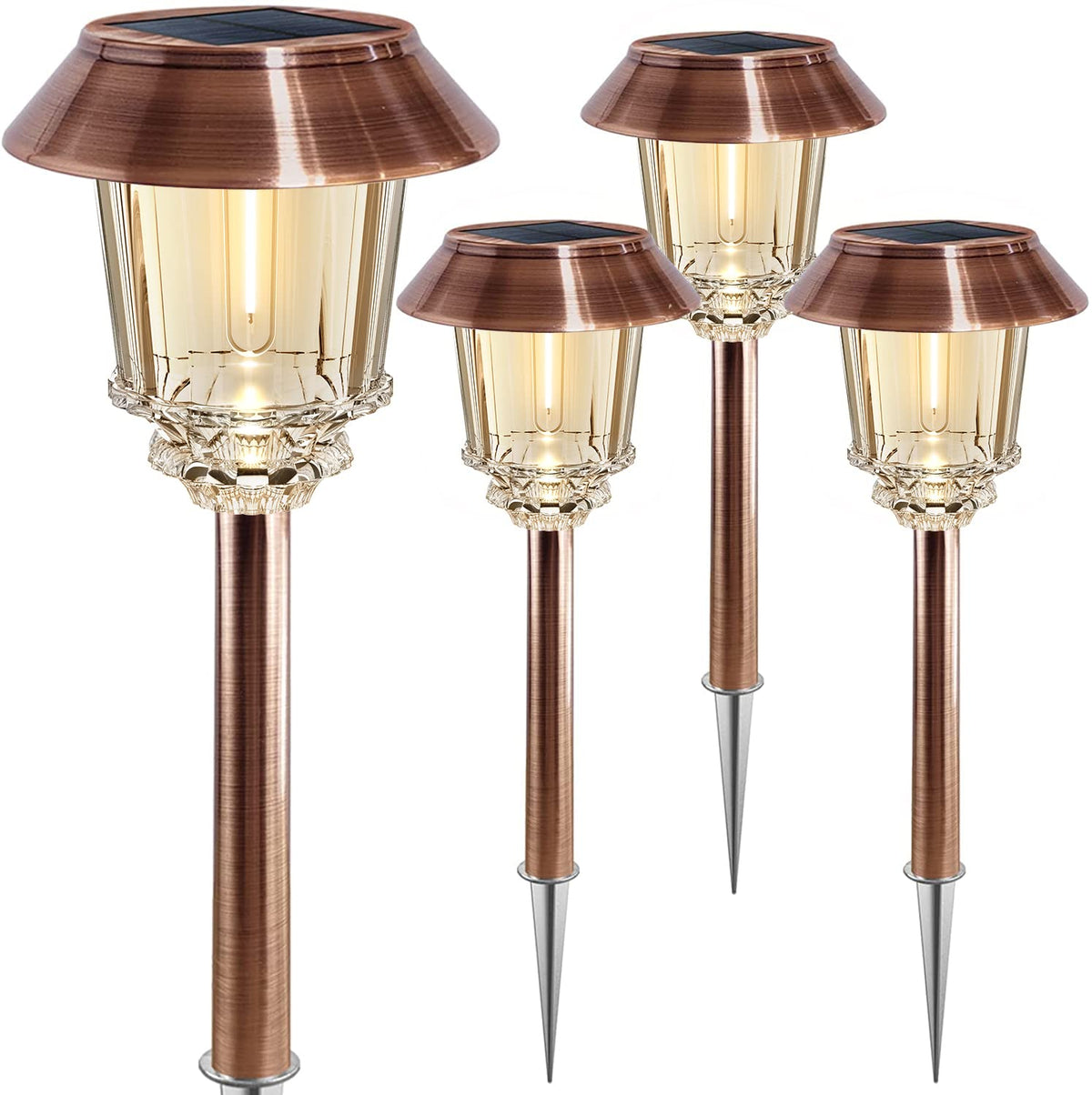XMCOSY+ outdoor solar lights illuminate pathways with warm white glow for safer nighttime walks.