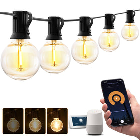 XMCOSY+ outdoor string lights across 100 ft creating cozy backyard ambience