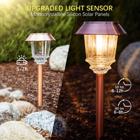 XMCOSY+ solar lights with diamond glass side view add vintage charm to a garden.