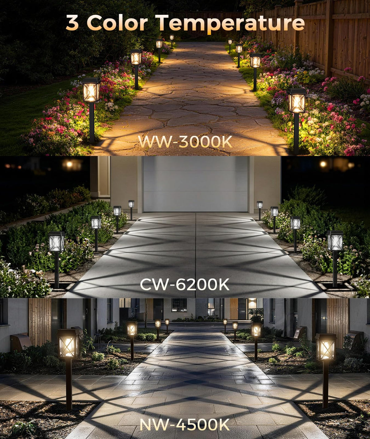 XMCOSY+ warm white pathway light at 3000K creates welcoming evening ambience