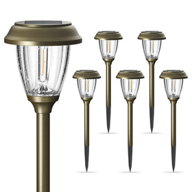 XMCOSY+ solar lights outdoor pack shot for durable six-pack installation along walkways