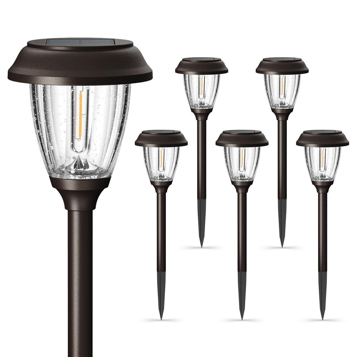 XMCOSY+ solar pathway light with glass-stainless bronze finish brightens walkways