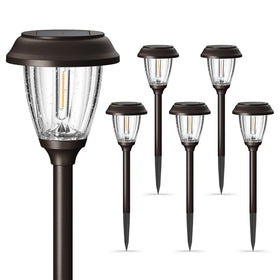XMCOSY+ solar pathway light with glass-stainless bronze finish brightens walkways