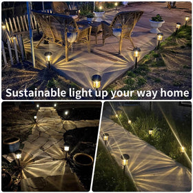 XMCOSY+ lights along a path create inviting nighttime atmosphere