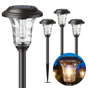 XMCOSY+ solar pathway light with warm white glow guides garden paths safely at night.