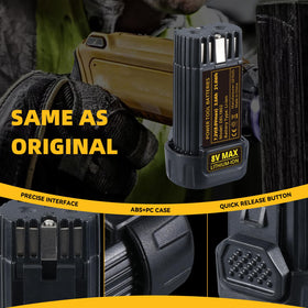 Xmenany 3000mAh 2-pack box, ready for Dewalt 8V tools.