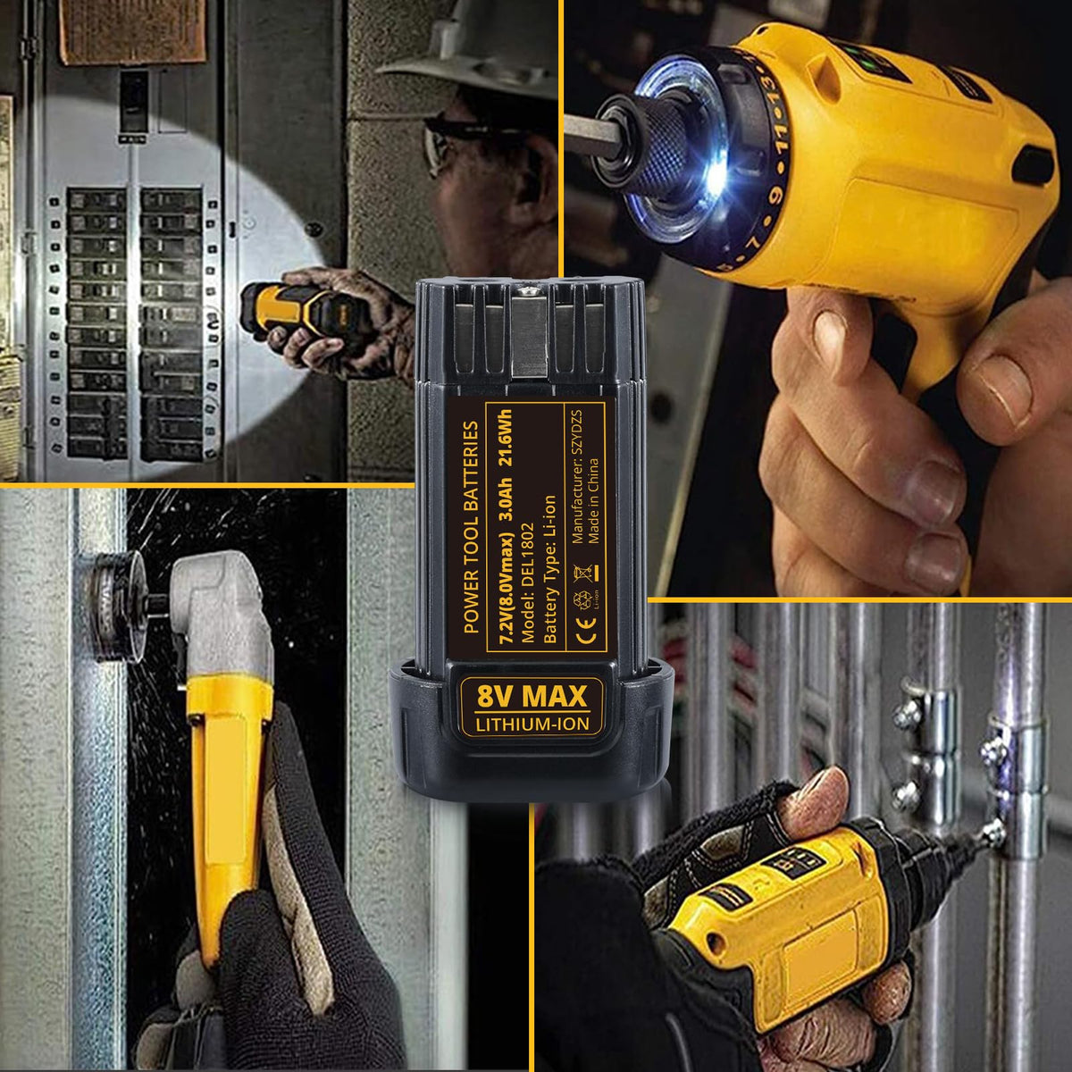 Xmenany 3000mAh replacement, Dewalt 8V compatibility for extended sessions.
