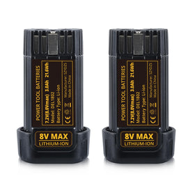 Xmenany 3000mAh replacement battery for Dewalt 8V, front view, extended runtime potential.