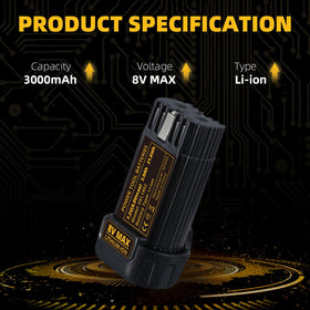 Xmenany 3000mAh replacement battery, side view, higher capacity for longer use.