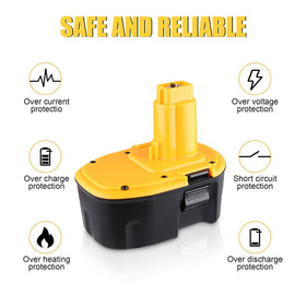 Xmenany DC9091 compatible with Dewalt 14.4V battery and charger.