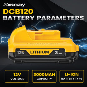 Xmenany DCB120 3.0Ah battery side view showing compact design