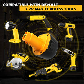 Xmenany DW9057 battery beside Dewalt drill illustrates real-life use.