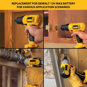 Workshop usage of Xmenany battery powering a DeWalt tool during a project.