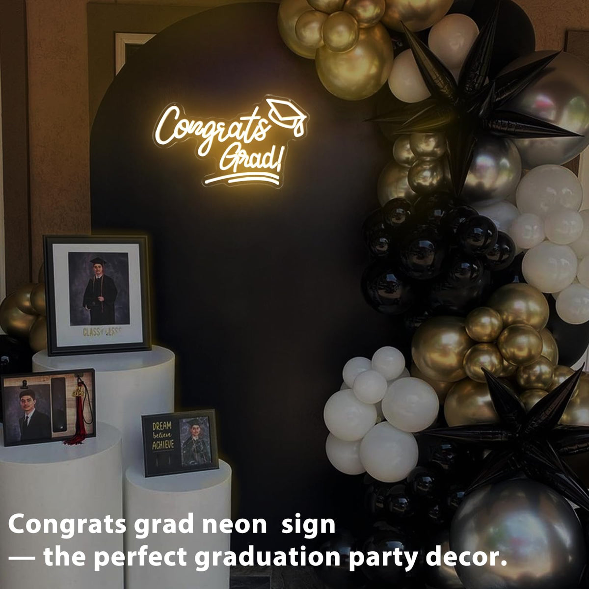 XMFRNIDV Congrats Grad Sign dimmable lighting for customizable ambience.