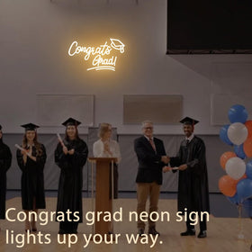 XMFRNIDV Congrats Grad Sign in a dorm room decor setup.