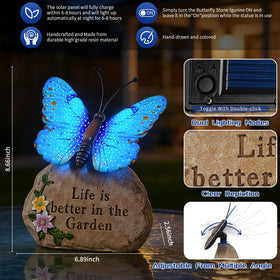 XMHBCSM butterfly garden statue wings lit for evening ambiance