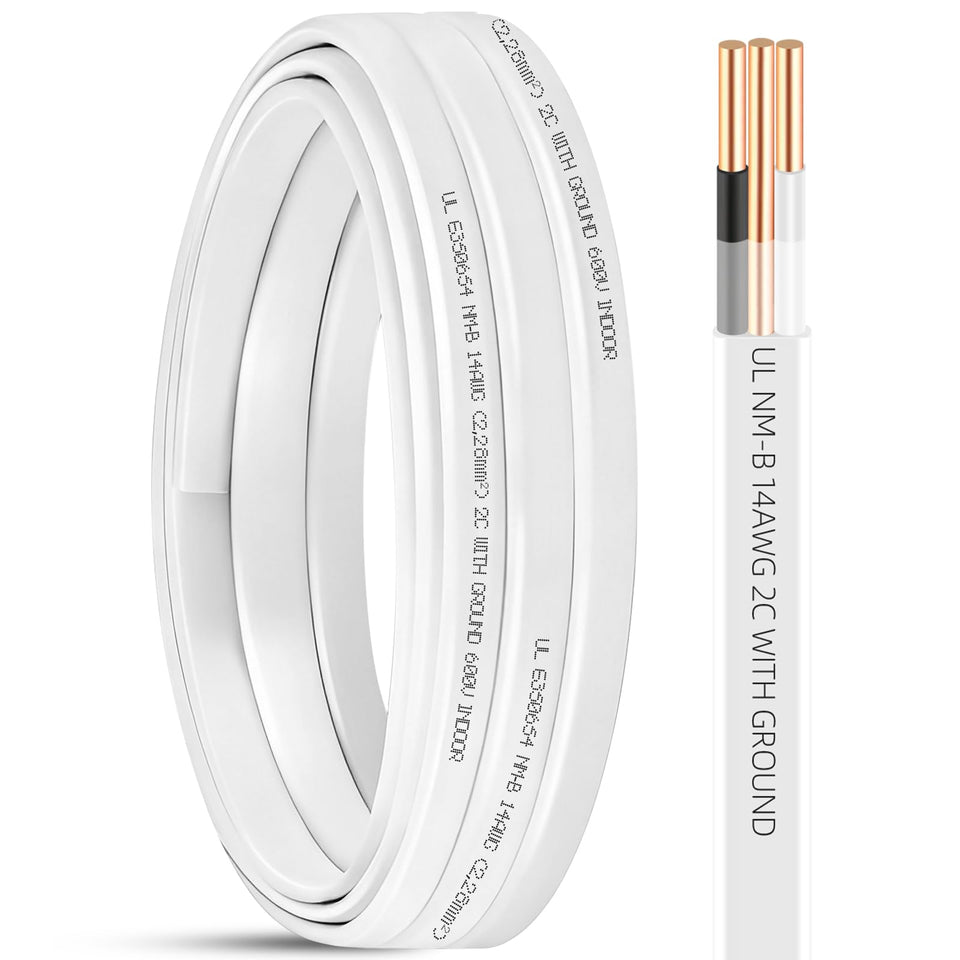 XMK NM-B 14/2 with ground 10ft wire on spool for indoor use.