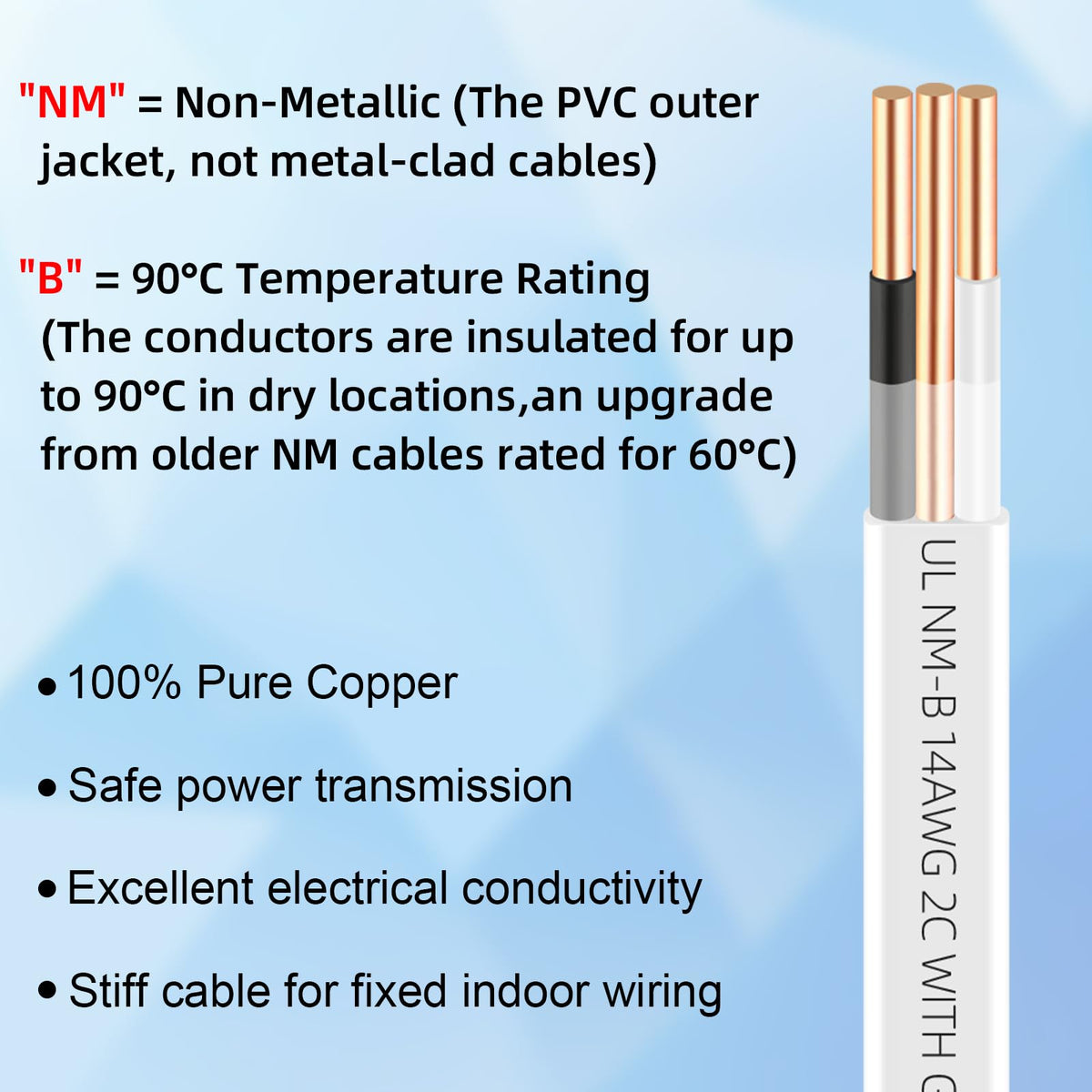 XMK NM-B cable ready for outlet or switch installation.